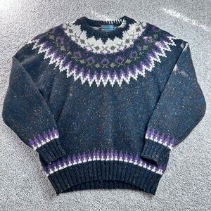 Men's 1980s Blue and Purple Sweater